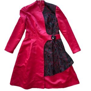 Red Satin‎ Black Lace Blazer Medium Dress Whimsy Goth Dark Romantic Valentine